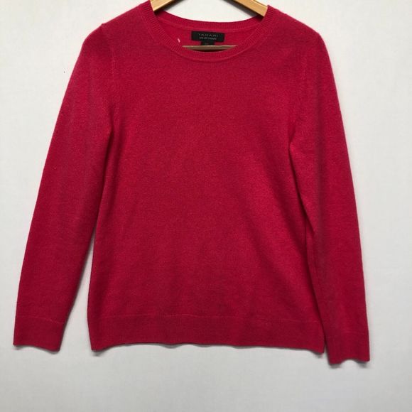 Tahari Women 100% 2-Ply Cashmere Sweater Size Medium Hot Pink M113 -21 - Picture 13 of 16